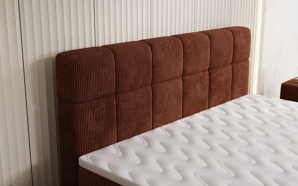 Lit boxspring Vera en Côtelé avec pieds hauts