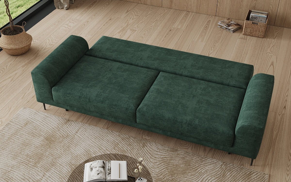 Canapé design 3 places Bloom en Côtelé avec fonction couchage et espace de rangement