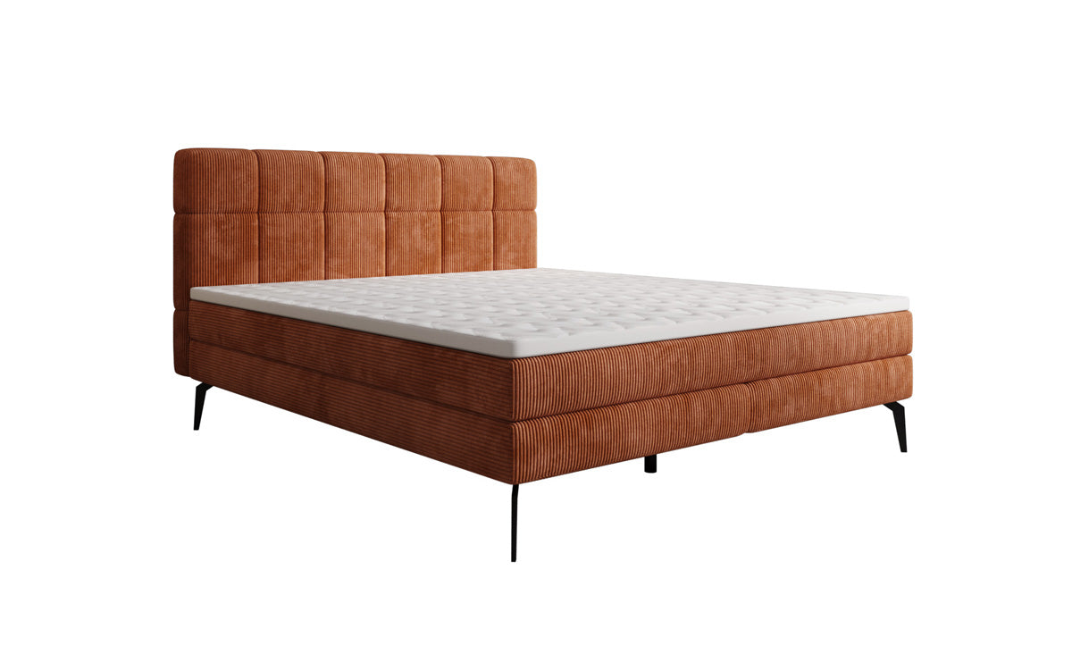 Lit boxspring Vera en Côtelé avec pieds hauts