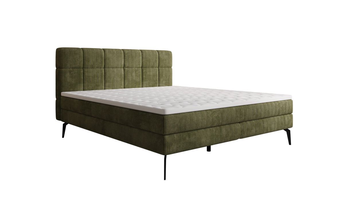 Lit boxspring Vera en Côtelé avec pieds hauts