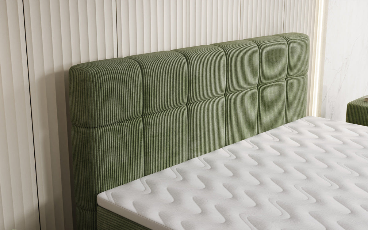 Lit boxspring Vera en Côtelé avec pieds hauts