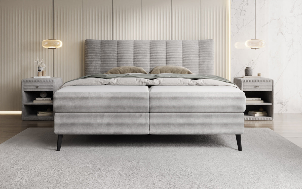 Boxspringbett Ines in Cord mit Stauraum