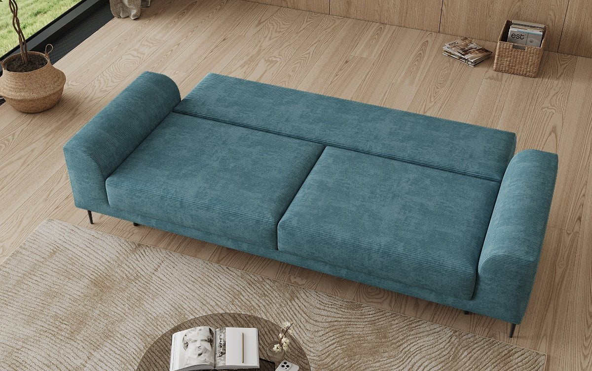 Canapé design 3 places Bloom en Côtelé avec fonction couchage et espace de rangement