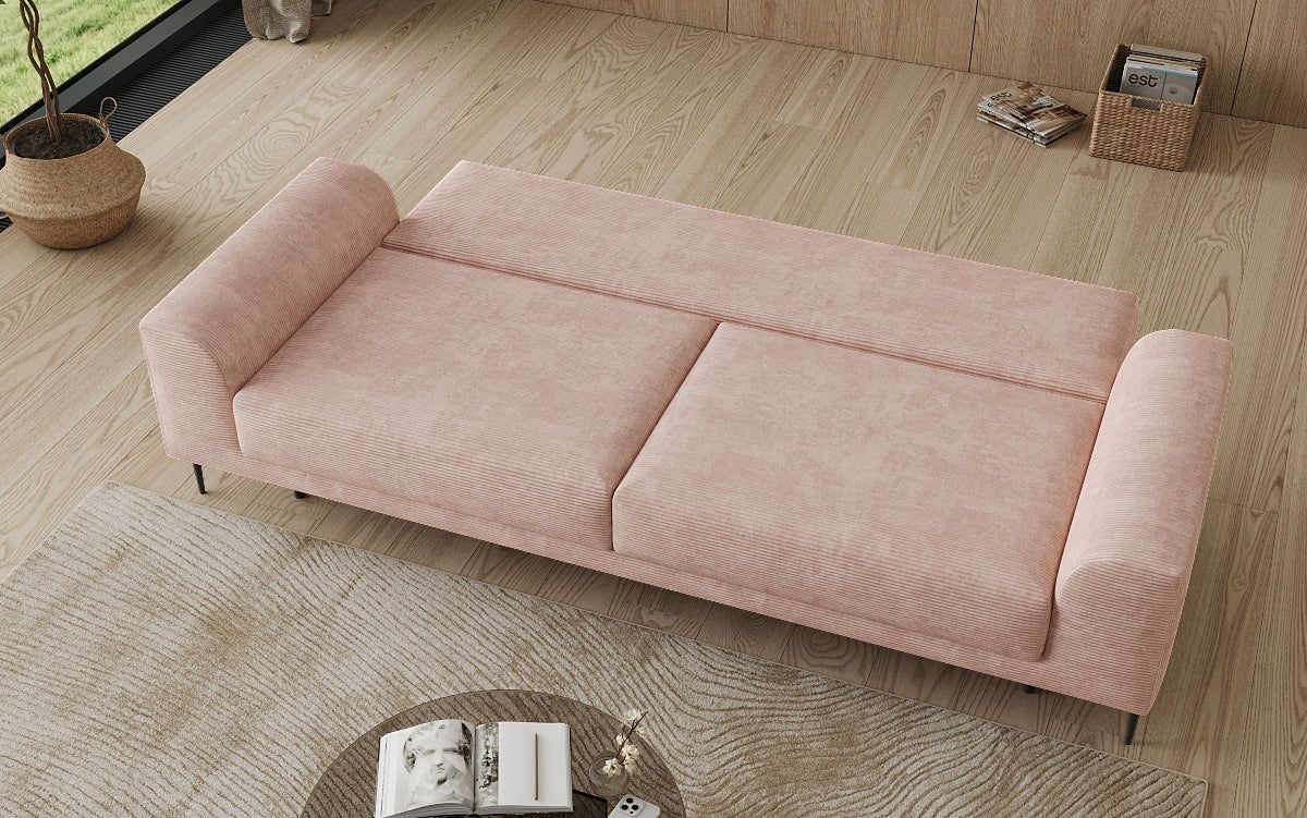 Canapé design 3 places Bloom en Côtelé avec fonction couchage et espace de rangement