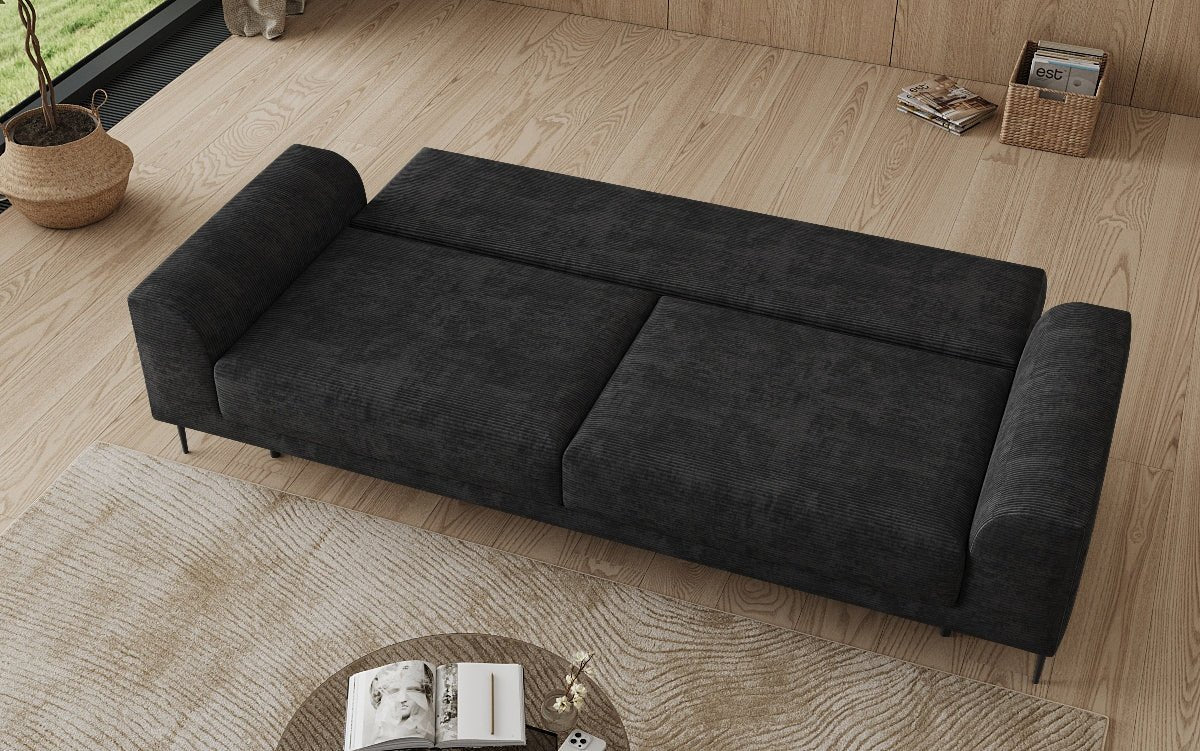 Canapé design 3 places Bloom en Côtelé avec fonction couchage et espace de rangement