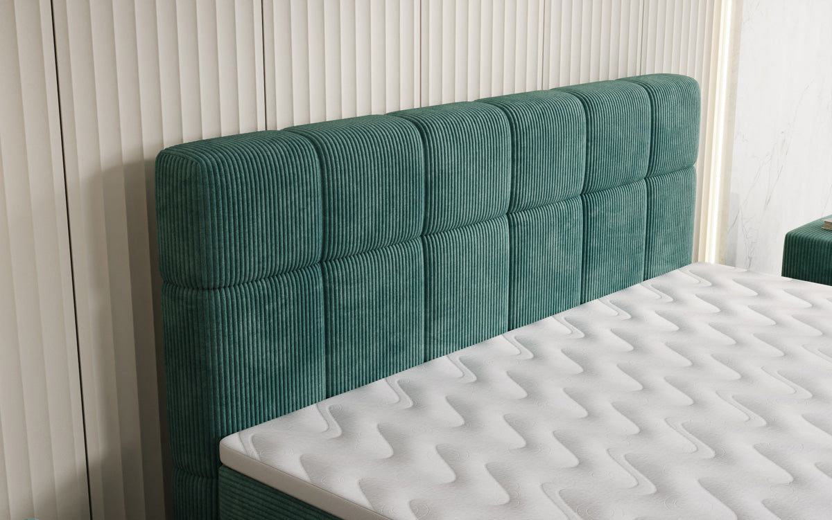 Lit boxspring Vera en Côtelé avec pieds hauts