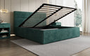 Lit rembourré design Merry en Côtelé avec espace de rangement