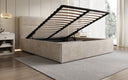 Lit rembourré design Merry en Côtelé avec espace de rangement