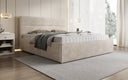 Lit rembourré design Merry en Côtelé avec espace de rangement