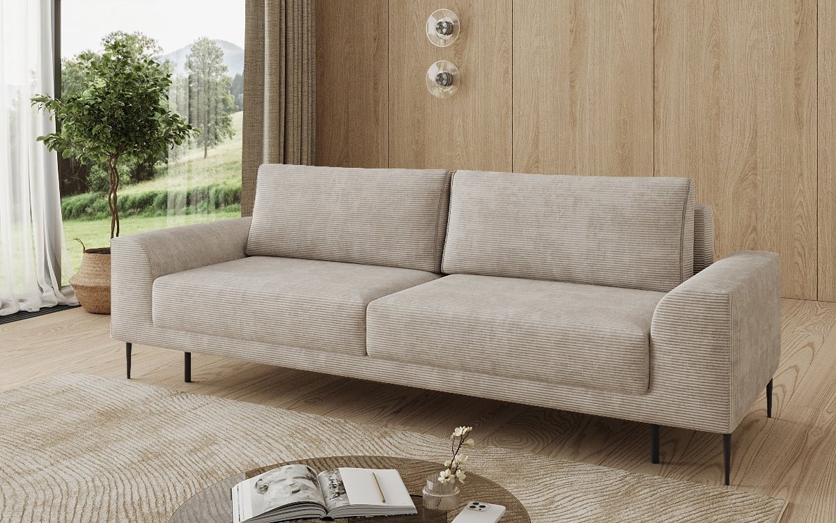 Canapé design 3 places Bloom en Côtelé avec fonction couchage et espace de rangement