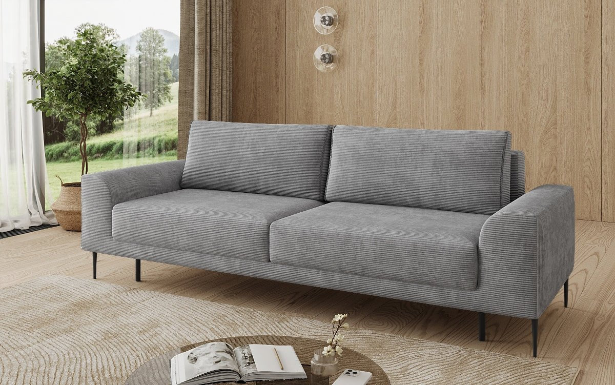 Canapé design 3 places Bloom en Côtelé avec fonction couchage et espace de rangement