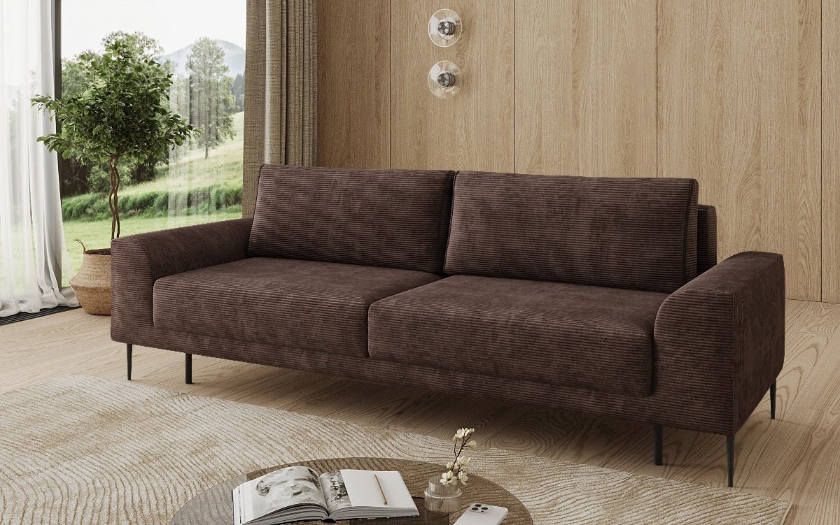 Canapé design 3 places Bloom en Côtelé avec fonction couchage et espace de rangement