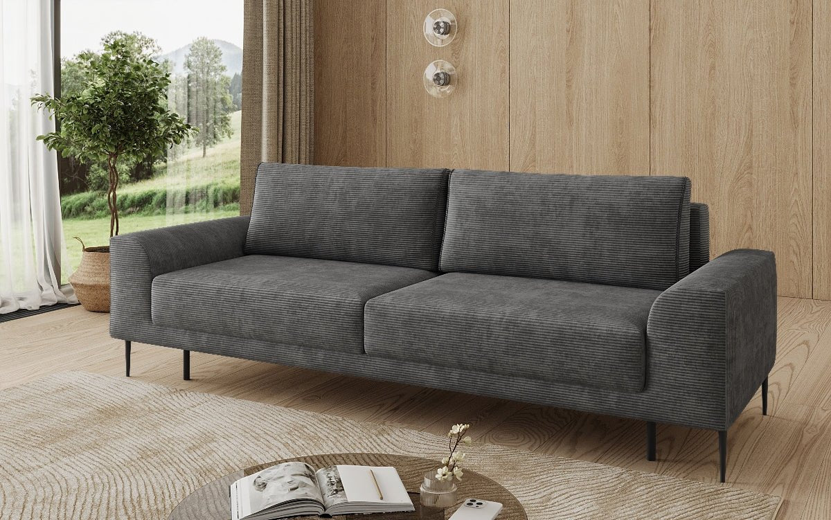 Canapé design 3 places Bloom en Côtelé avec fonction couchage et espace de rangement