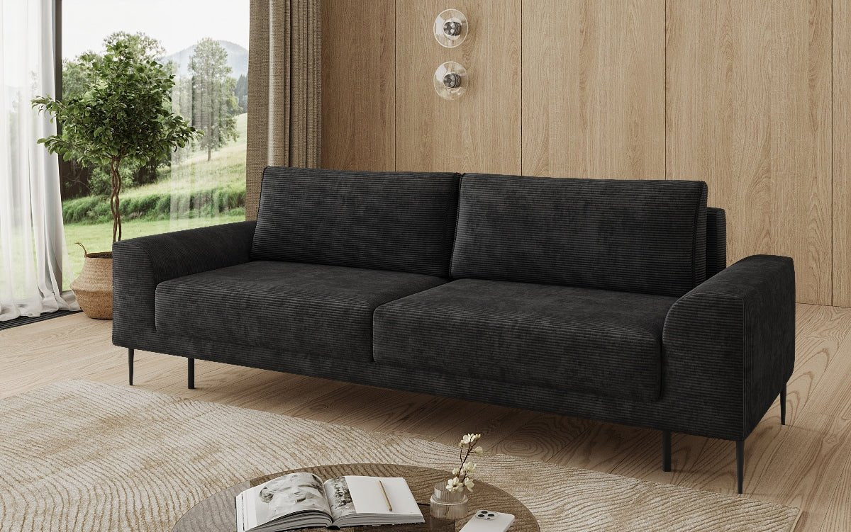 Canapé design 3 places Bloom en Côtelé avec fonction couchage et espace de rangement