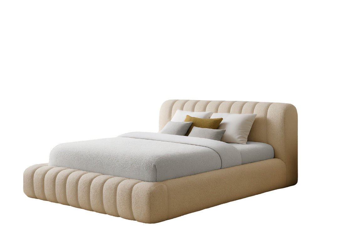 Lit rembourré design Selene Bouclé avec rangement