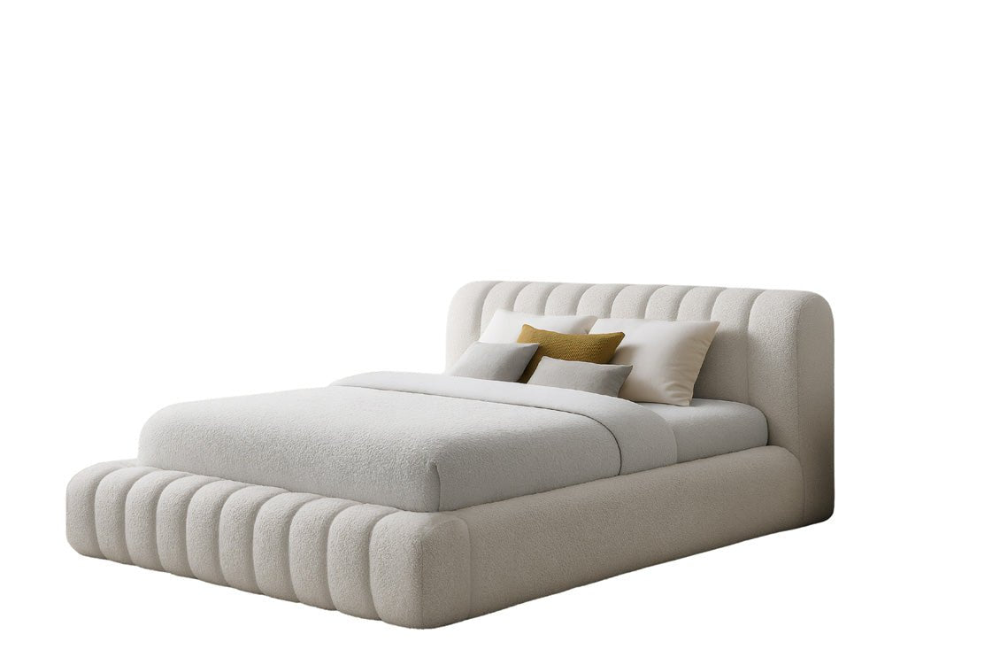 Lit rembourré design Selene Bouclé avec rangement