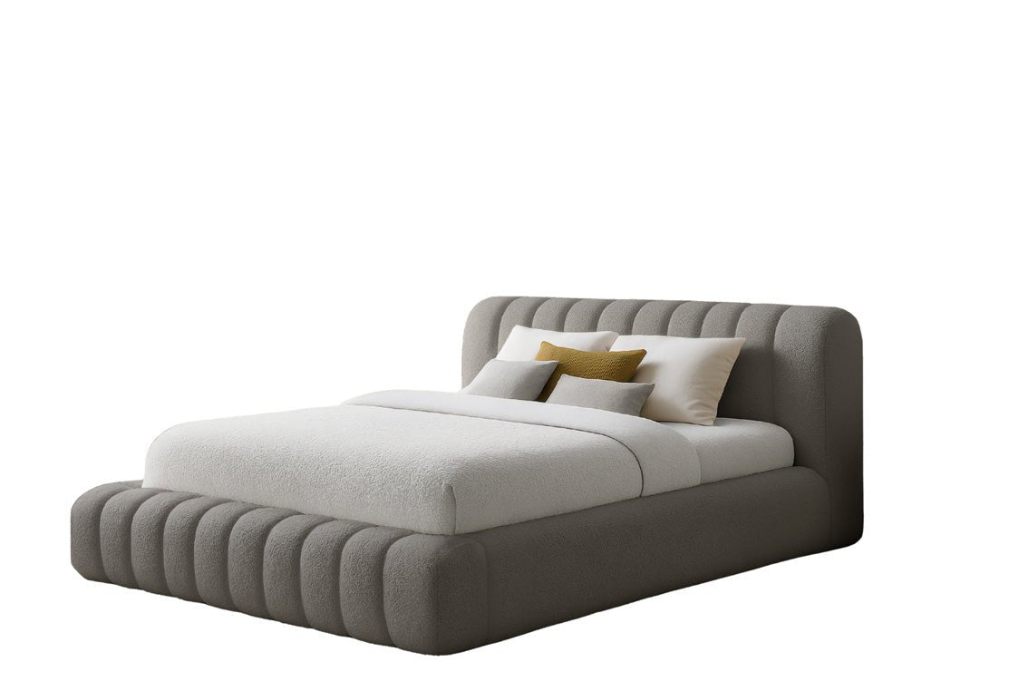 Lit rembourré design Selene Bouclé avec rangement