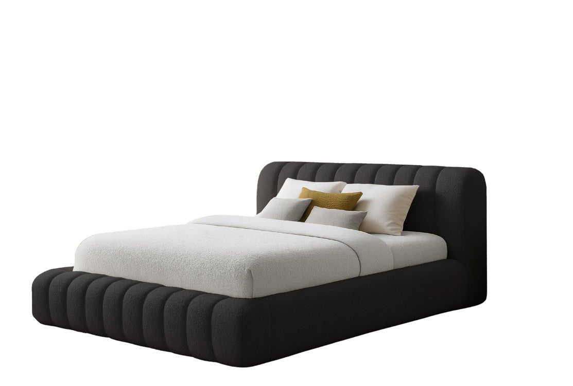 Lit rembourré design Selene Bouclé avec rangement