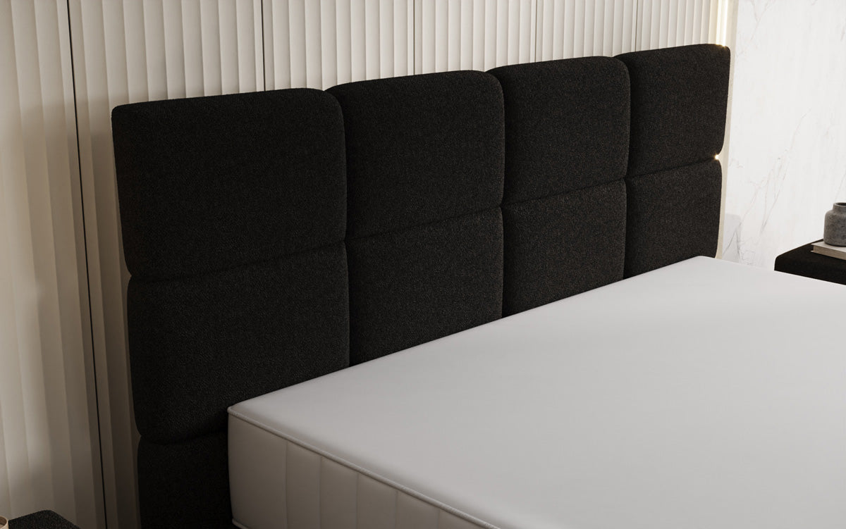 Boxspringbed Nessa met hoge poten in Teddystof Bouclé