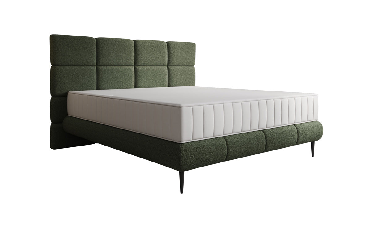 Boxspringbed Nessa met hoge poten in Teddystof Bouclé
