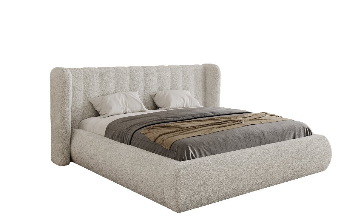 Lit rembourré design Valentina Bouclé avec coffre de rangement