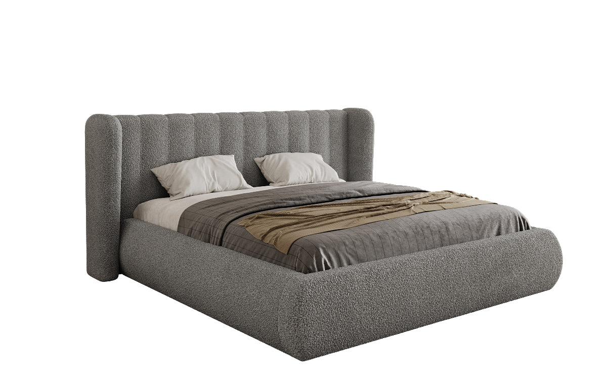 Lit rembourré design Valentina Bouclé avec coffre de rangement