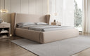 Lit rembourré design Rosalie en tissu texturé avec espace de rangement