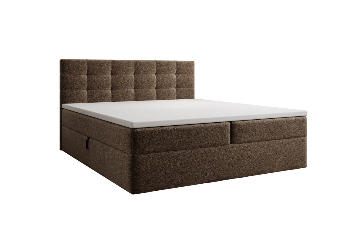 Lit boxspring Lux en tissu texturé avec espace de rangement