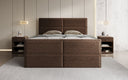 Lit boxspring Viola en tissu structuré avec espace de rangement