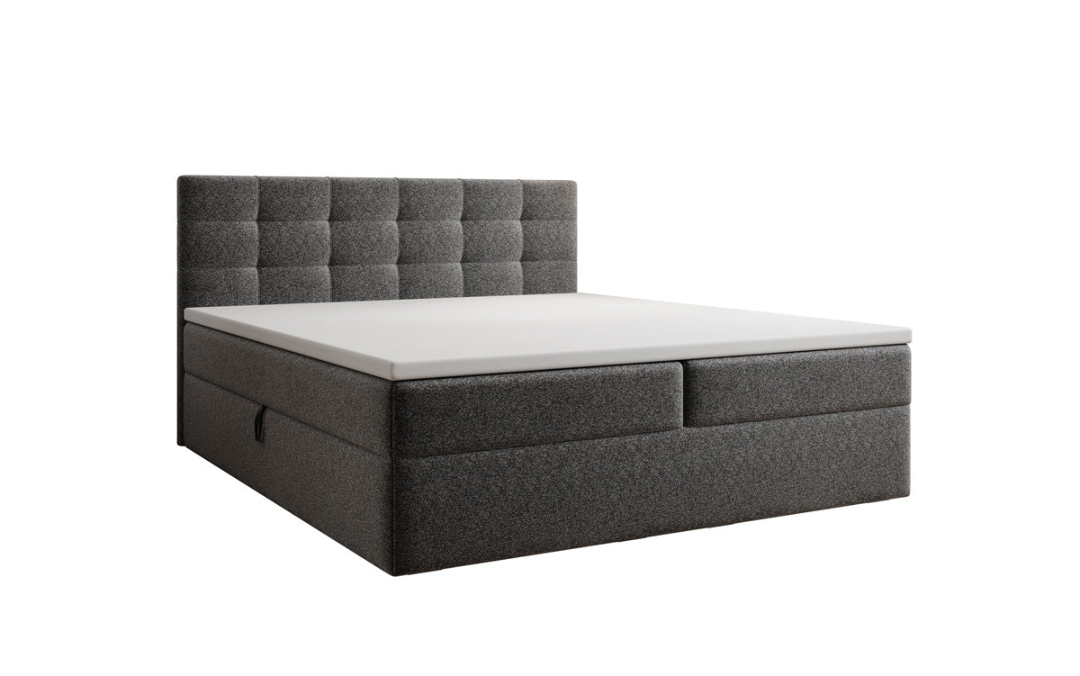 Lit boxspring Lux en tissu texturé avec espace de rangement