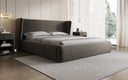 Lit rembourré design Rosalie en tissu texturé avec espace de rangement