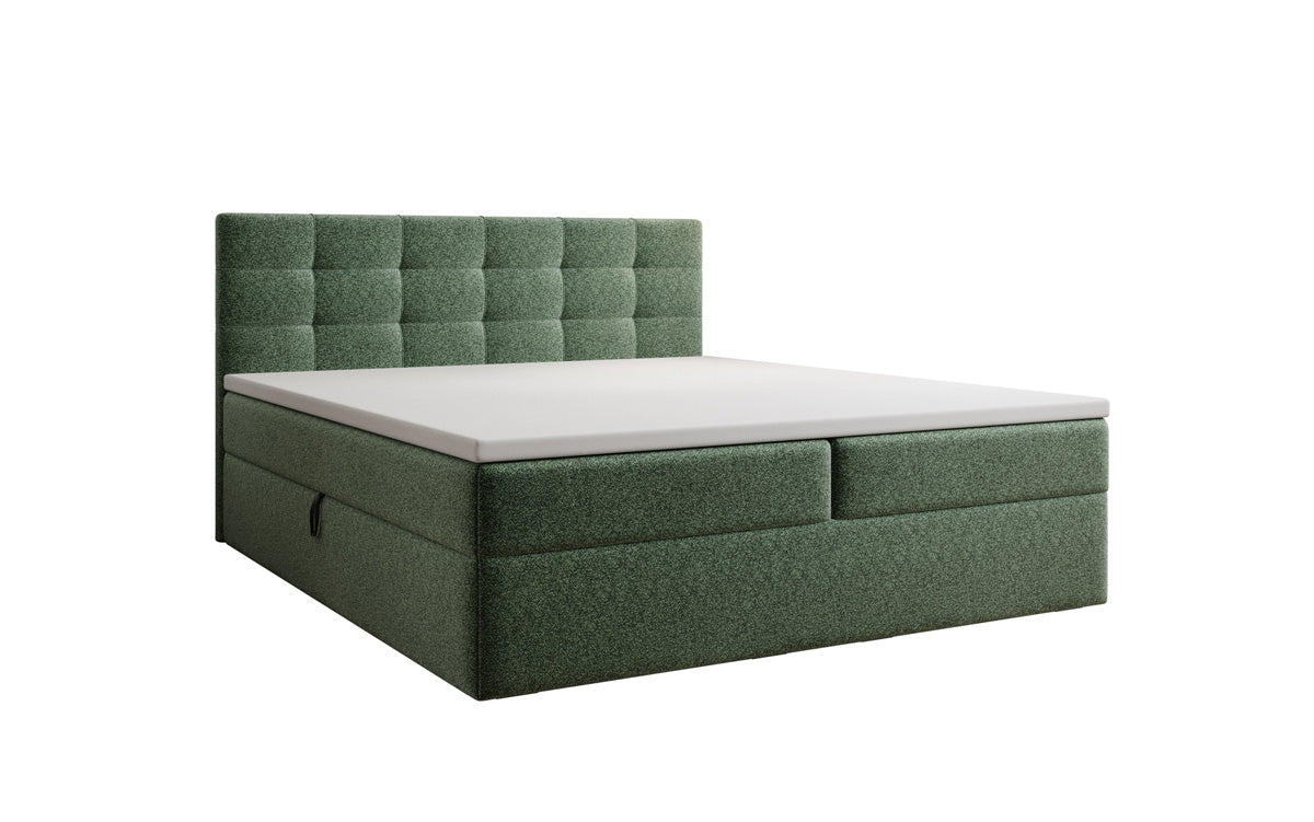 Lit boxspring Lux en tissu texturé avec espace de rangement