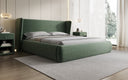 Lit rembourré design Rosalie en tissu texturé avec espace de rangement