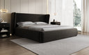 Lit rembourré design Rosalie en tissu texturé avec espace de rangement
