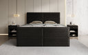 Lit boxspring Viola en tissu structuré avec espace de rangement