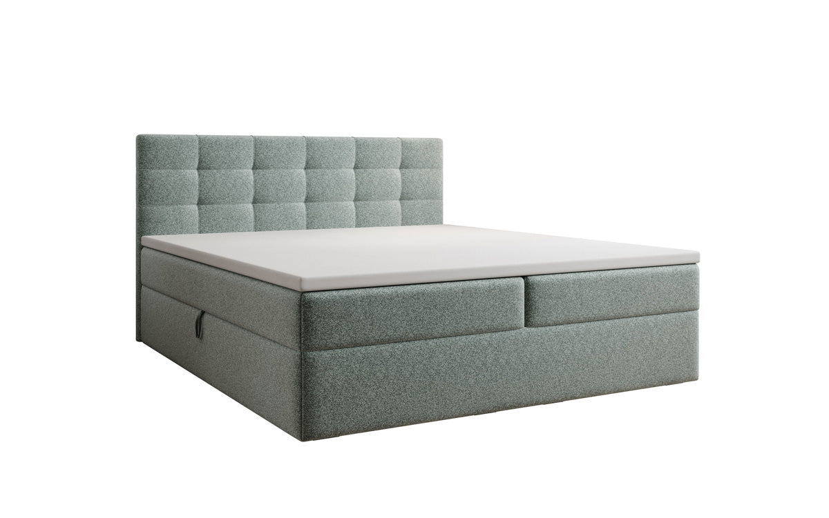 Lit boxspring Lux en tissu texturé avec espace de rangement