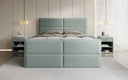 Lit boxspring Viola en tissu structuré avec espace de rangement