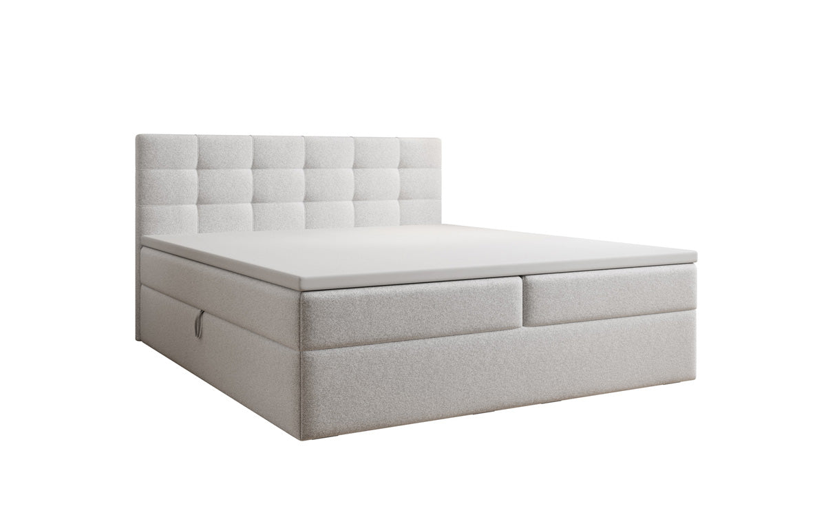 Lit boxspring Lux en tissu texturé avec espace de rangement