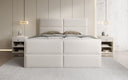 Lit boxspring Viola en tissu structuré avec espace de rangement