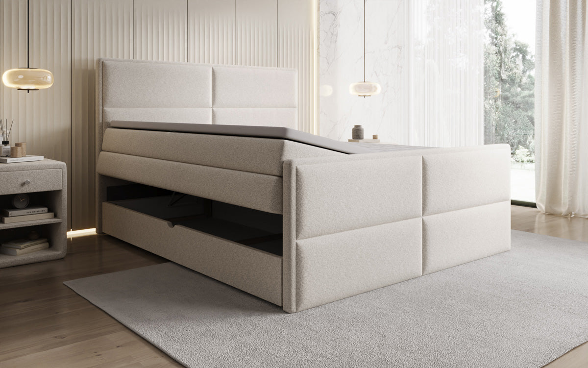 Boxspringbett Viola in Strukturstoff mit Stauraum