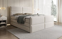 Lit boxspring Viola en tissu structuré avec espace de rangement