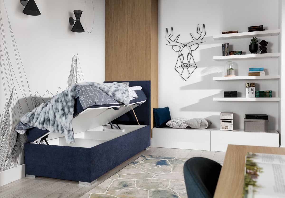 Lit boxspring Relio 90x200 avec espace de rangement