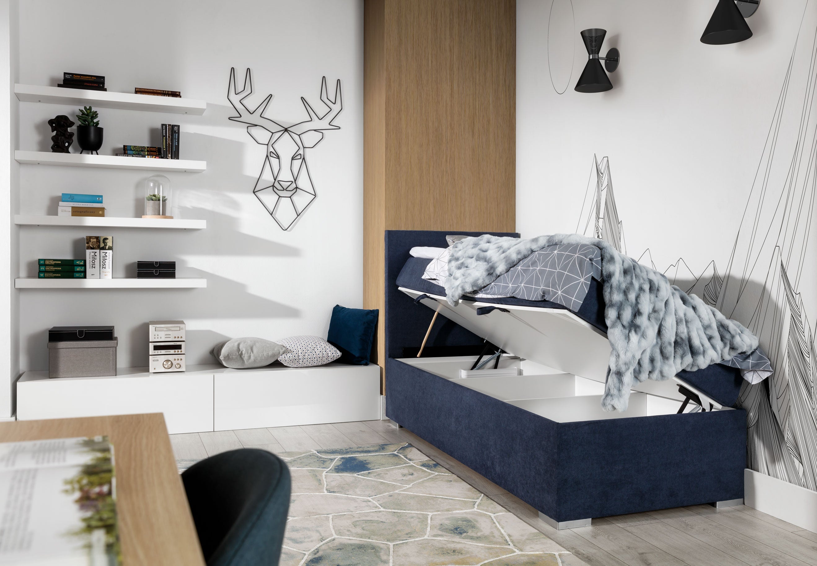 Lit boxspring Relio 90x200 avec espace de rangement