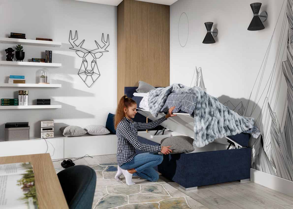 Lit boxspring Relio 90x200 avec espace de rangement