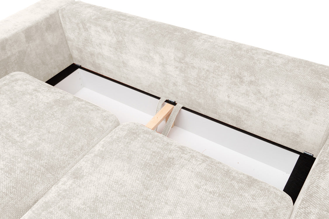 Designbank Selena U met slaapfunctie in structuurstof