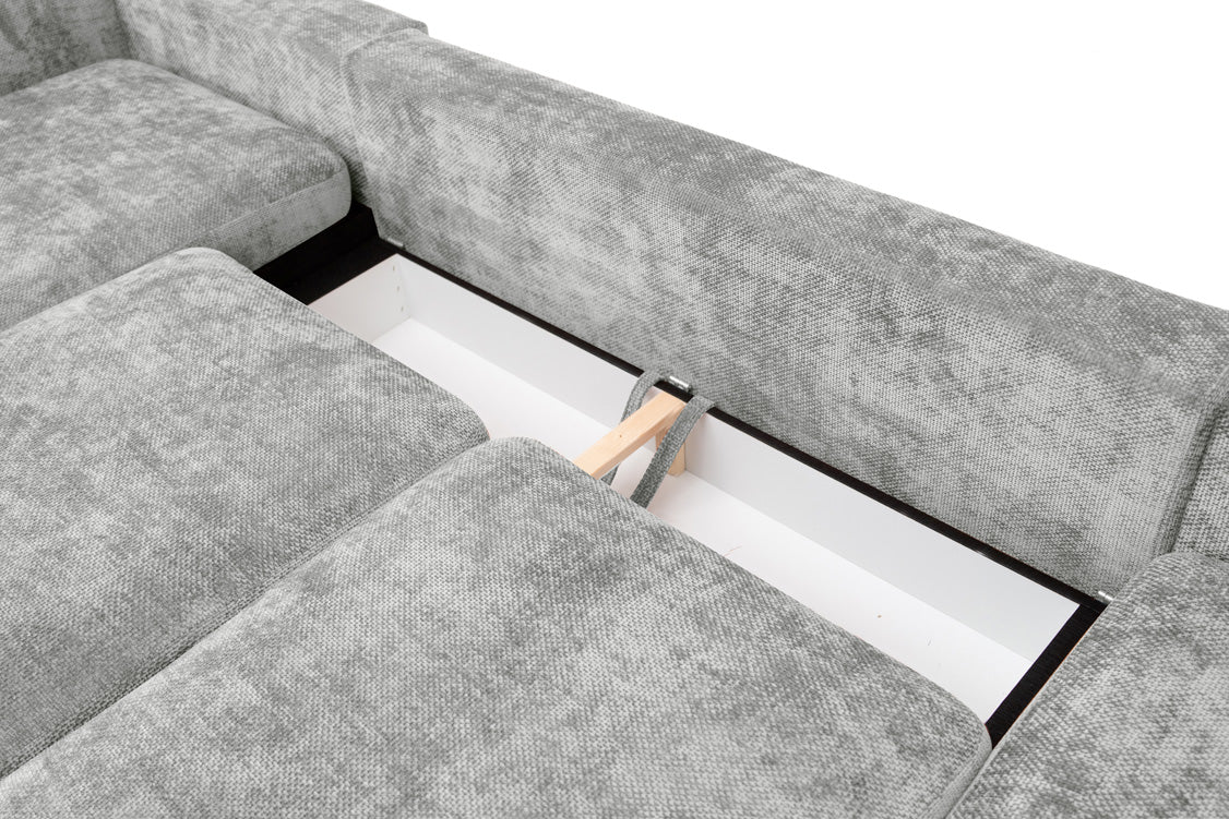 Designbank Selena U met slaapfunctie in structuurstof