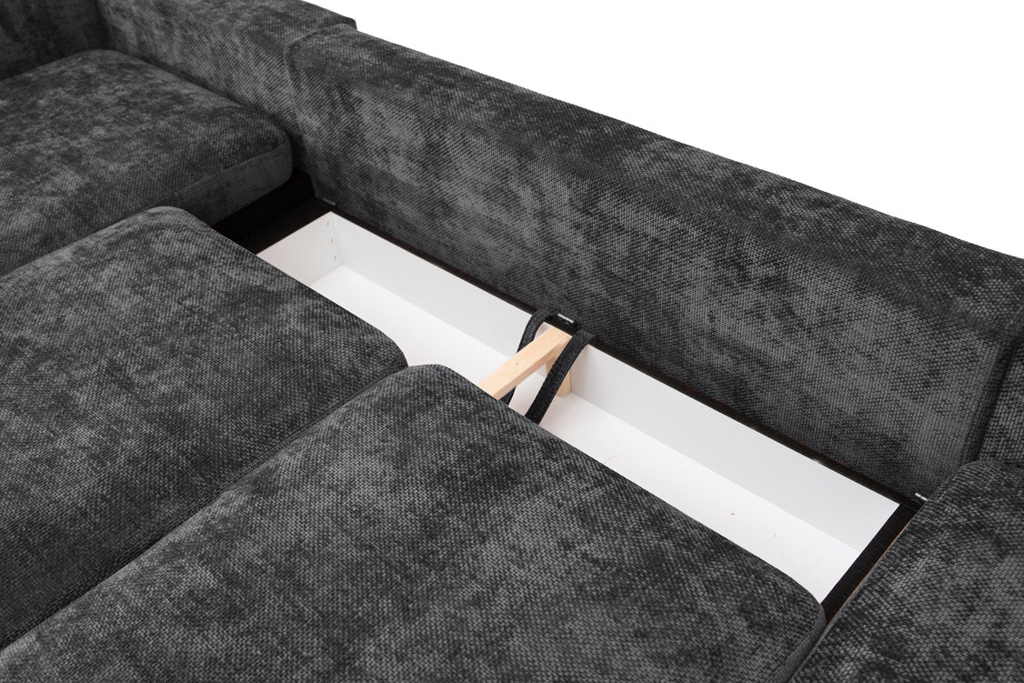Designbank Selena U met slaapfunctie in structuurstof