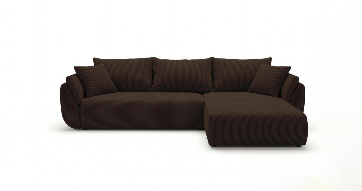 Canapé design Lenoa L avec fonction couchage et pliante en Côtelé