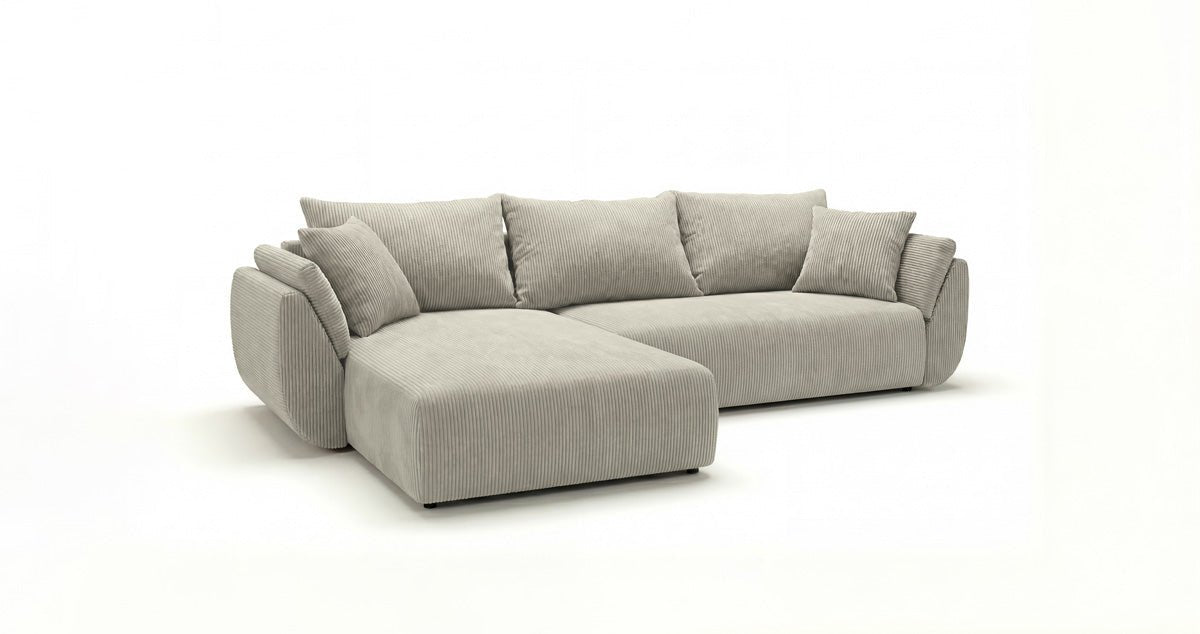 Canapé design Lenoa L avec fonction couchage et pliante en Côtelé