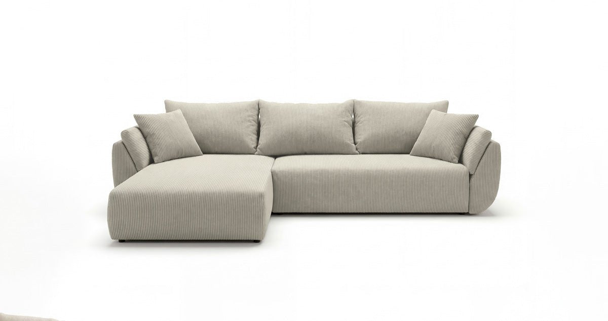 Canapé design Lenoa L avec fonction couchage et pliante en Côtelé